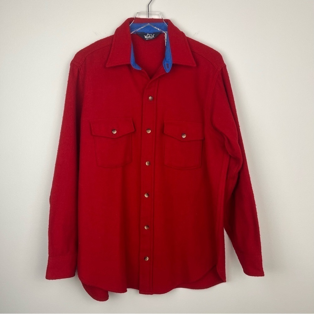 Woolrich Vintage Red Wool Button Front Shirt Usa … - image 1